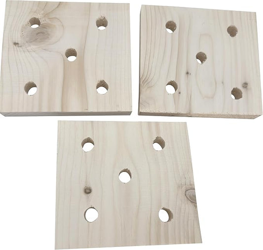 3005 Block Type 5 Natural Drilled Square 3 Pack Wood Chew Parrot Toys For Birds African Grey Cockatoos Macaws Cages Foraging Play Cage Wood Parts Wooden Blocks hand-crafted In USA