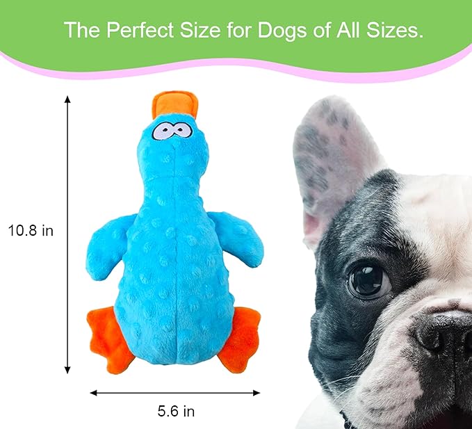 Dog Squeaky Toy Duck - 2 Packs, Durable Plush Toys for Large Dogs, Interactive Play, Sturdy, Soft, and Crinkly, Ideal for Small to Large Dogs (Purple & Green)