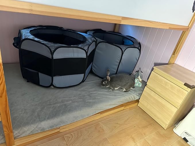EighteenTek Small Animals Playpen Pop up Small Pet Cage Enclosure Tent Chick Run Brooder Coop Foldable Kennel for Kitten Ferret Puppy Guinea Pig Rabbit Hamster Chinchillas(No Divider, Unified Space)