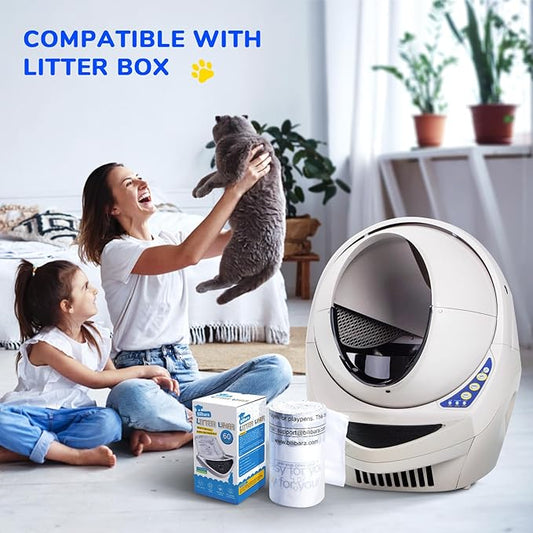 Litter Box Liner Bag Compatible with Cat litter Box 3 and 4, 60 Pack - Extra Thick Waste Bags for Self-Cleaning Pet Kitty Litter Box Drawer Liners, 9-11 Gallons Home/Kitchen Trash Bags
