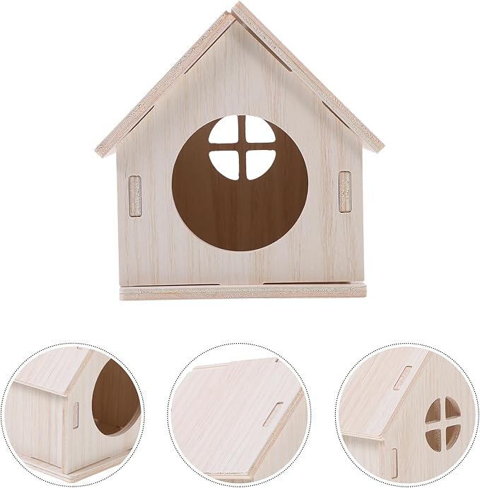 Wooden Hamster House Hideout for Small Pets and Design for Dwarf Hamsters Gerbils and Mice Cozy Sleeping Space and Fun Exercise Area