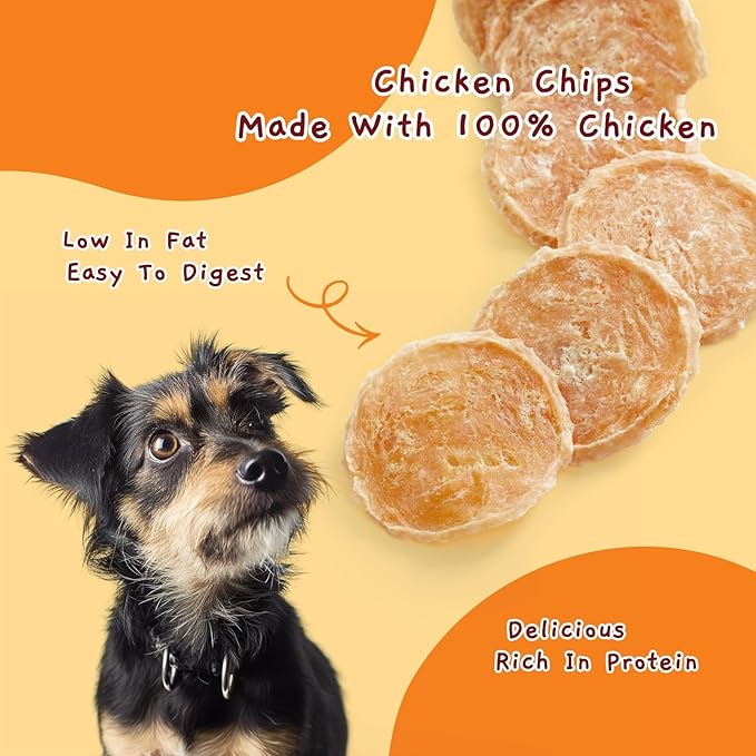 Jungle Calling Dog Treats, Single Ingredient Chicken Chips, Crunchy Jerky Chip Training Treat for Small Medium Large Breed Dogs, 6 oz