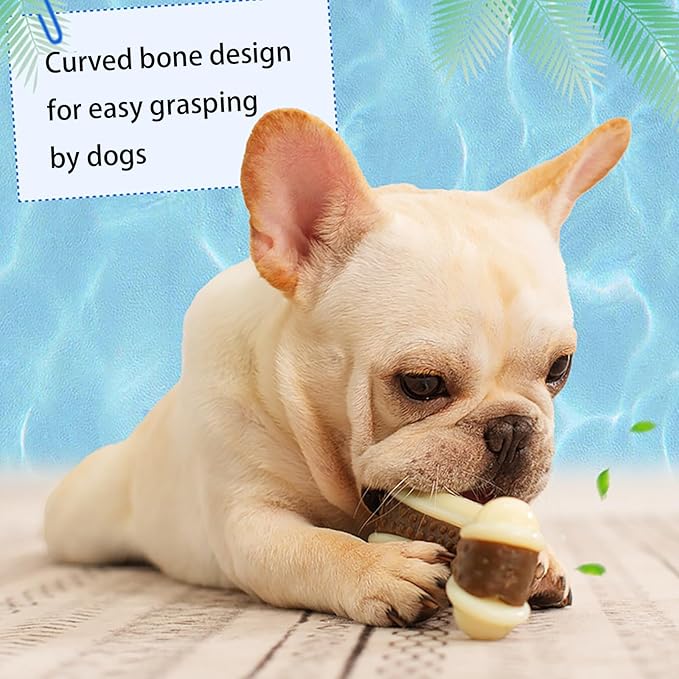Bone Chew Toys for Aggressive Chewers, 3 Pack Real Beef Flavor, Indestructible Dog Teething Toys for Medium/Large/Small Breed, Durable Nylon Tough Dog Toy