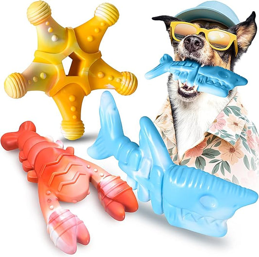 Dog Toys 3 Pack, Indestructible Toys for Aggressive Chewers, Tough Dog Chew Toys for Large Medium Breed, Dog Bones Chew Toys for Super Chewer