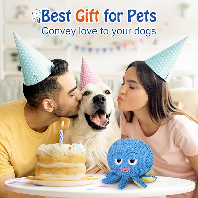 CiyvoLyeen Octopus Interactive Dog Toys to Keep Them Busy with Electric Moving Automatic Ball, Plush Stuffed Funny Cute Puppy Pet Toy for Boredom Christmas Birthday Gift for Small, Medium, Large Dogs