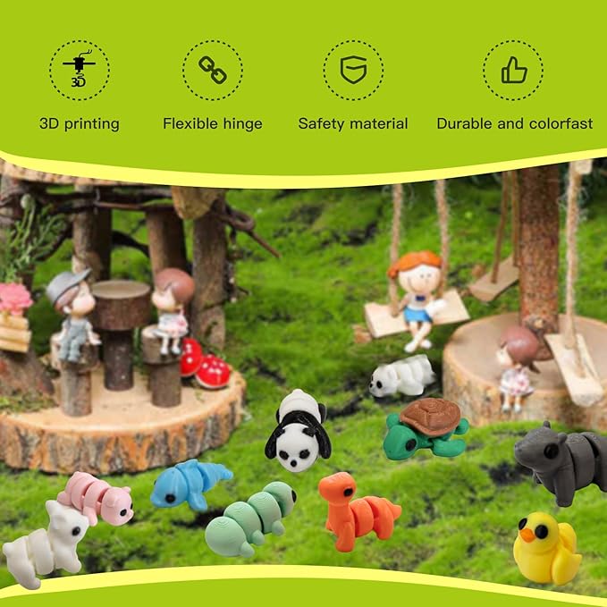 25pcs Mini Animals Figures,3D Printed Animals and Flexible Joints Fidget Toys, Small Animal Figurines Fit Fidget Toy Set,Pocket Pets,Birthday fillers, Teen Reward Gifts(25PC)