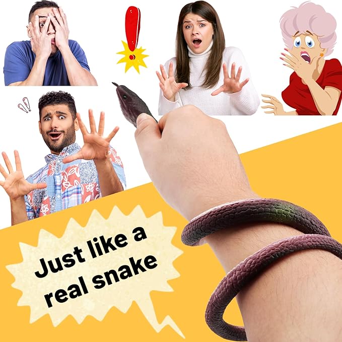 11 Pieces Rubber Snakes Realistic Large Lifelike Fake Toys Plastic Garden Snake to Keep Birds Away Scare Squirrels Halloween Prank Props Scare Toy