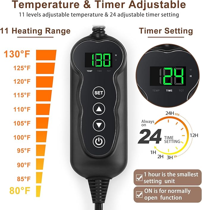 MIXJOY Heated Dog Bed, 11 Adjustable Temperature Dog Heating Pad Indoor with Timer, Pet Heated Mat for Dogs Cats, Electric Cat Heating Pad with Washable Cover, Heated Pet bed-28''x16'', Medium