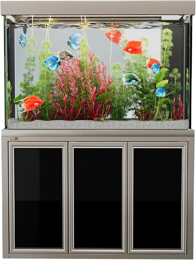 Silver Edition 145 Gallon Fish Tank Premium Tempered Ultra Clear Glass Complete Aquarium Setup