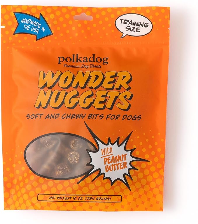 Polkadog Wonder Nuggets – Soft & Chewy Dog Treats with Peanut Butter – Healthy, Limited Ingredient Training Treats for All Dog Breeds and Ages – Natural, Made in USA – 10 oz