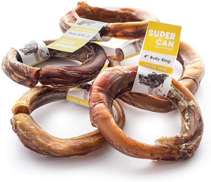 All Natural Bully Stick for Dogs (6-Pack) Bully Ring, Bully Spring, Double-Knott & Sticks for Puppies and Large Dogs.