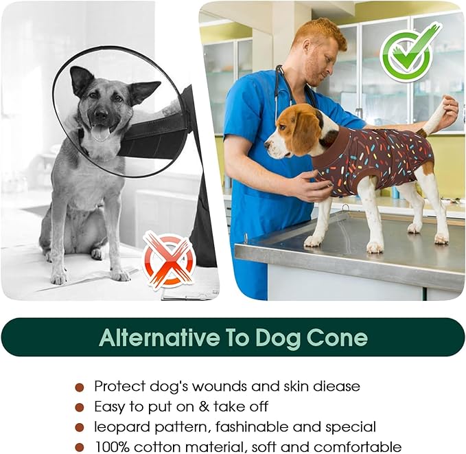 Kuoser Dog Recovery Suit for Post-Surgery Care, Spay Neuter Bodysuit for Female & Male Dogs, Anti-Licking Surgical Onesie, Snug Fit for Abdominal Wound Protection & Skin Healing, Brown M