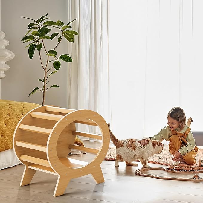 Pine Wood Cat House - Shelter for Cats,Elevated TV Shaped Solid Wood Pet Cabin for Cats,Chickens,Guinea Pigs. Suitable for Indoor,Balcony and Hallway. Easy Assembly, Weather-Resistant.