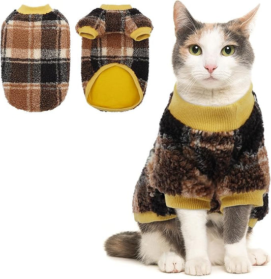Cat Clothes -2 Legged Pullover Cat Sweater Soft Warm Pet Apparel Kitten Clothes for Kittens Only Elastic, Yellow XXL