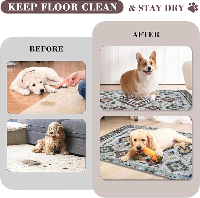 Washable Pee Pads for Dogs, 2 Pack Reusable Puppy Pads Absorbent Training Pads for Dogs Waterproof Dog Mat Non-Slip Whelping Pet Mat