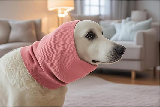 Dog Calming Band,Dog Ear Cover Anxiety Relief – Noise Canceling for Fireworks, Thunderstorms, Pet Grooming & Force Drying(Pink L)