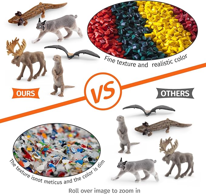 1-2 Inch Mini Biome Great Lakes North American Set for Cake Topper Plastic Animals Figurines Set Water Snake Bat Goose Figurines Dragonfly Figure Toy Gift for Kid Toddlers
