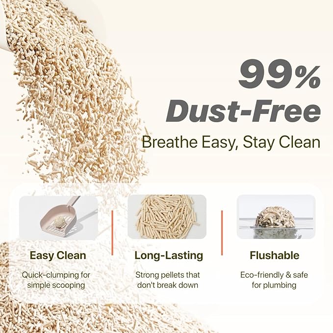 Tofu Cat Litter Natural Clumping Tofu Cat Litter, Fast Clumping and Easily Scoop-able 5.5lb/88oz 5 Scents - Original + Peach, 2 Pack