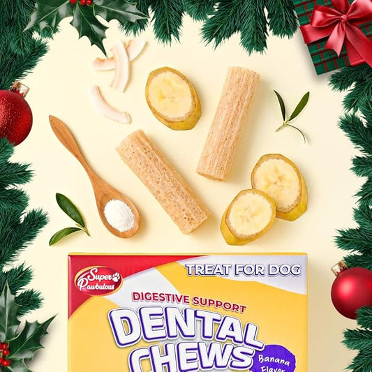 SuperPaw Dental Chews for Dogs - Healthy Dog Dental Treats for Teeth and Gums, Natural Chew Toy Alternative, Teeth & Gum Cleaning - Medium, Banana, Pack of 1