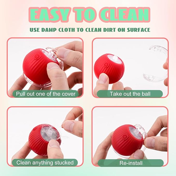Interactive Cat Toys for Indoor Cats, Automatic Cat Toy with Elastic Mesh Tail, Electric Rolling Ball on Carpet, Chirping and Motion Activate Cat (Green)
