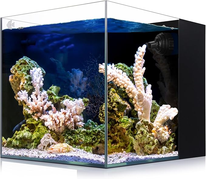 Coralland 8-Gallon Saltwater Aquarium - Ultra Clear Low Iron Glass, 45° Angled Joint Design, Crystal Clear Viewing, Perfect for Marine Fish & Reef Tanks & Freshwater