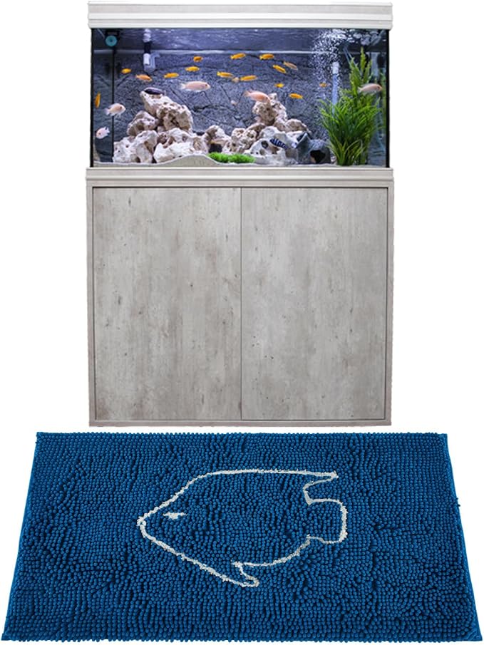 Aquarium Mat, 20x36 Inch Large Fish Tank Cleaning Pad, Super Absorbent Chenille Sponge Pad, Protects Furniture from Water & Scratches, Decorative Floor Mat for Fish Hobbyists