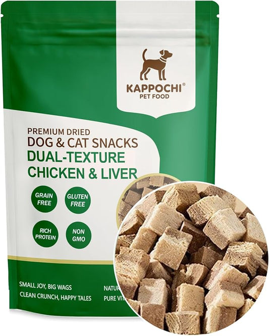 Freeze Dried Dual-Layer Chicken & Chicken Liver Dog Treats - Perfect as Training Rewards, 3.5oz(100.0g), High Protein Training Treats, Natural & Raw, No Additives, Grain Free, Gluten Free