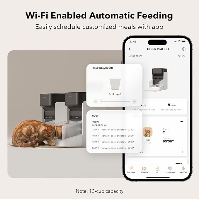 Bundle of PETLIBRO Upgraded RFID Automatic Cat Feeder, 5G Wi-Fi Automatic Pet Feeder, 3L Auto Cat Feeder App Control for Dry Food+ PETLIBRO Wi-Fi Automatic Wet Food Feeder, Refrigerated Pet Feeder