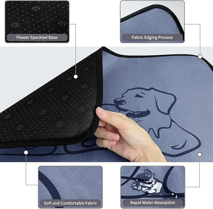 2 Pack Washable Pee Pads for Dogs 24"x36", Reusable Training Puppypads Absorbency Non-Slip & Leak-Proof for Pet Whelping Box Playpen Crate Sofa Bed Floors (Gray)