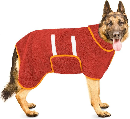 Bienbee Dog Bathrobe, Quick Drying Super Absorbent Dog Robes for After Bath, Warm Keeping Dogs Towel, Dogs Bath Supplies, Bright Red XXL