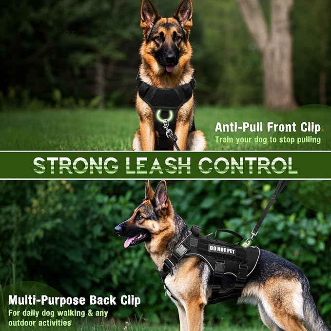 WINSEE Mesh Dog Harness with 10 Pet Patches for Small Service Dog in Training, Breathable Tactical Molle Vest with Double Handle, Reflective Military Pet Vest for Walking Hiking
