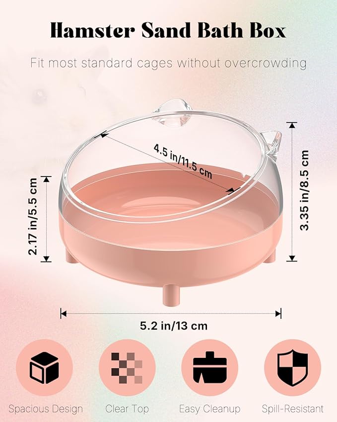 Pawfly Hamster Sand Bath Container, Hamster Sand Bath Box, Hamster Bathtub, Hamster Bathroom, Hamster Toilet, Plastic Dust Bath for Dwarf Hamsters, Syrian Hamsters, Mice, Gerbils & Small Animals