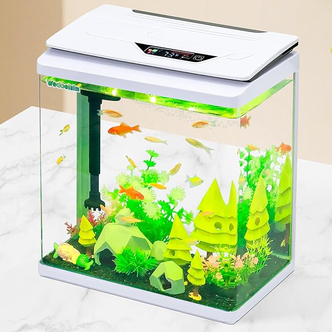 3 Gallon Fish Tank Starter Kit with 7-Color LED, Filter & Oxygenation System – High-Clarity Betta & Goldfish Aquarium
