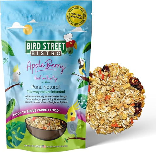 Parrot Food - Parakeet & Cockatiel Food - Cooks in 3-15 min w/Natural & Organic Grains, Legumes, Non-GMO Fruits, Vegetables & Healthy Spices
