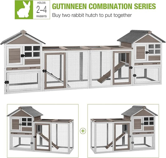 GUTINNEEN 51.6" L Chicken coop Outdoor Rabbit Hutch Indoor Bunny Cage Expandable Duck House(Brown)