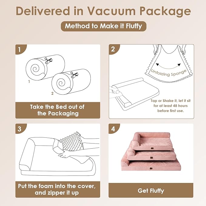 EHEYCIGA Memory Foam Dog Bed Large Sized Dogs, Waterproof Dog Bed Orthopedic with Washable Removable Cover, Non-Slip Pet Bed Couch, 36x27x6 Inches, Pink
