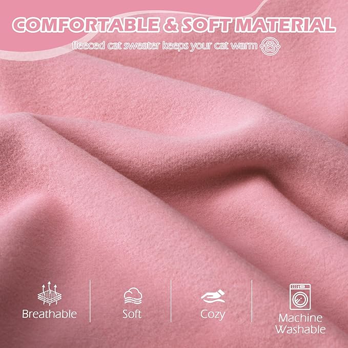 EXPAWLORER Soft Cat Sweater - Sweaters for Cats Only Warm Kitten Clothes, Fall and Winter Pet Coat Pullover Design, Fleece Sweatshirt Clothing Also for Puppy Small Dogs, Pink Medium