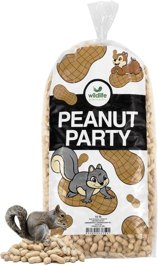 Peanut Party Unprocessed, Raw in-Shell Peanuts Wildlife Animal Food, 10lb - Rich in Protein, Healthy Fats, and Essential Nutrients for Birds, Squirrels & Waterfowl