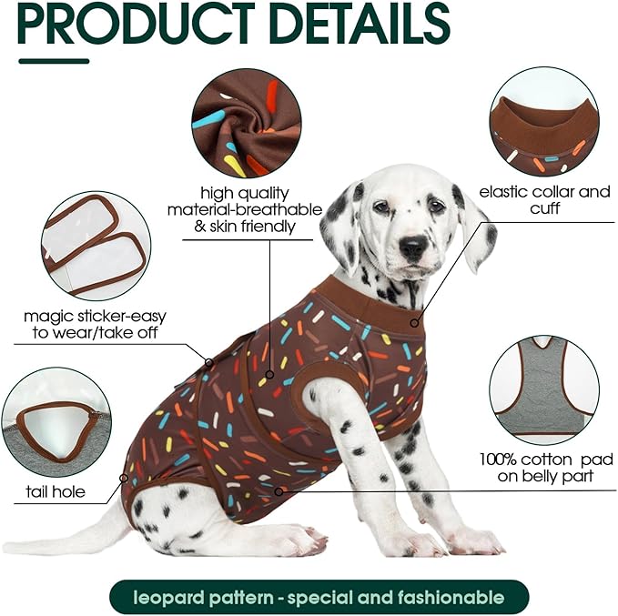 Kuoser Dog Recovery Suit for Post-Surgery Care, Spay Neuter Bodysuit for Female & Male Dogs, Anti-Licking Surgical Onesie, Snug Fit for Abdominal Wound Protection & Skin Healing, Brown XS