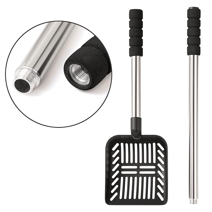 Yangbaga Metal Cat Litter Scoop with Deep Shovel&Long Handle,Detachable Stainless Steel Non-Stick Litter Sifter with Foam Padded Grip, No Bending Back Heavy Duty Cat Litter Scooper