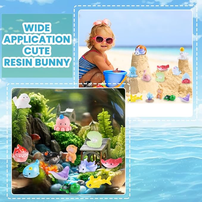 50pcs Mini Ocean Resin Animals 50 Styles Tiny Sea Animal to Hide Sea Miniature Little Small Animal Figures for Holiday Party Favors Bag Filler Micro Garden Dollhouse Aquarium Decorations