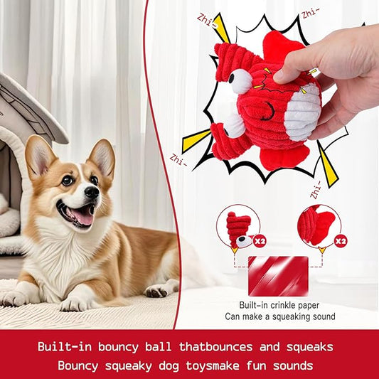 Dog Toys for Aggressive Chewers,Squeaky Dog Toys to Keep Them Busy,No Stuffing Interactive Dog Chew Toys,Suitable for Medium,Large and Small Dogs(red Crabs)