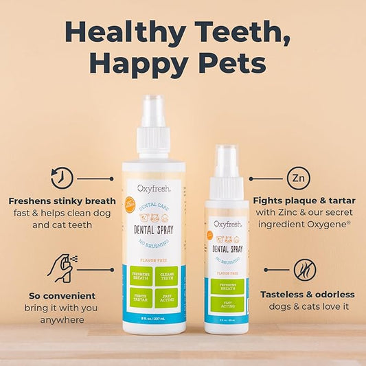 Oxyfresh Advanced Cat & Dog Breath Spray – Instant Pet Breath Freshener: Easy No Brushing Teeth Cleaning Solution – Fight Plaque, Keep Teeth & Gums Healthy