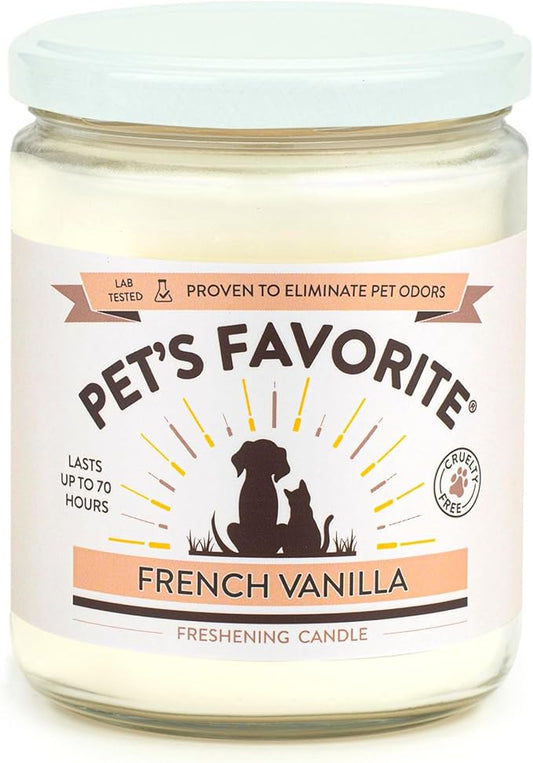 Pet's Favorite Pet Odor Candle, Clean Burning, Long Lasting Scented Candles with a Cotton Wick. (French Vanilla, Pack of 1)