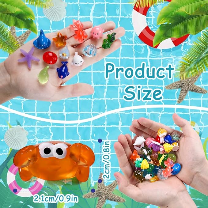 36pcs Mini Ocean Resin Animals Tiny Sea Animals Figurines Marine Miniature Plastic Animals Aquarium Ornaments Decorations for DIY Fish Tank Potted Micro Fairy Garden Dollhouse