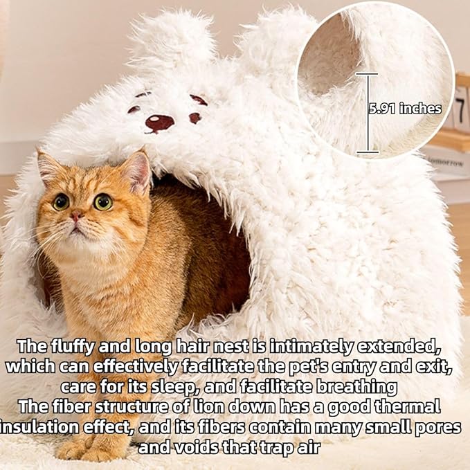 Animal Design Pet Bed Cat Dog Bed for Indoor Cats Pet Tent Cave with Removable Cushion Plush Half-Enclosed Warm House for Cats Small Dogs Kitten Puppy Sleeping (Alpacas,Medium)