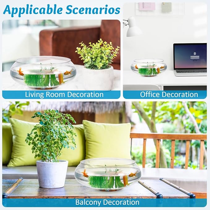 Clear Fish Bowl Vase Bubble, 2pcs Terrarium Fish Bowl Round Shallow Planter Desktop Goldfish Tank Hydroponic Planter Plastic Aquatic Plant Pot Daffodil Pot (2800ml)