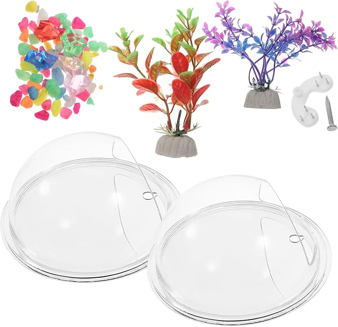 POPETPOP Wall Mounted Fish Bowl : Acrylic Hanging Fish Tanks Transparent Aquarium Wall Plant Pot for Home Decor, 5.89X5.89X2.75in