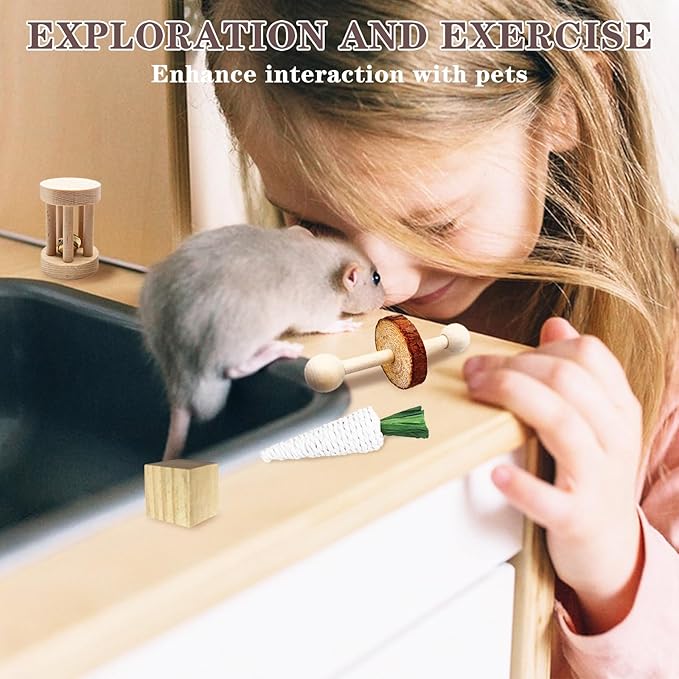Hamster Toys Set,Guinea Pig Toys Small Animal Chewing Toy and Rat Cage Accessories, 16 Different,Hamster Small Animal Hideout,Chinchillas, Gerbils, Rats, Rodents Teeth Care,Natural Molar Tools