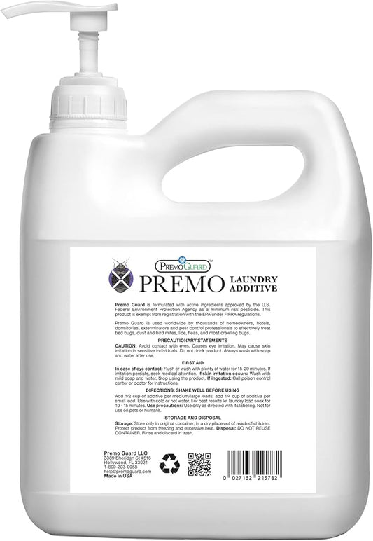 Bed Bug, Mite & Lice Laundry Detergent Additive by Premo Guard – 128 oz – Child & Pet Friendly – Stain & Odor Free – Best Natural Non-Toxin Treatment